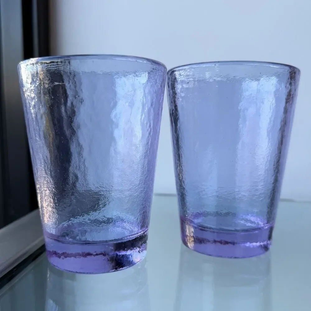 Fire and Light Recycled Glass 12oz Tumbler Lavender Neodymium - 4 3/4” Set of 2